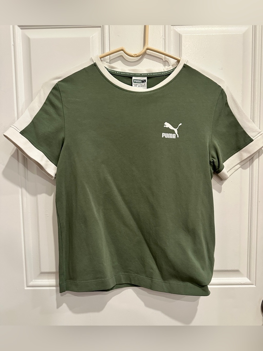 Puma Sage Green Top with White Accents and Logo